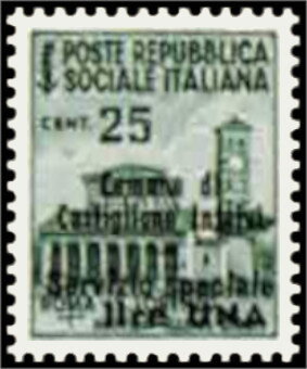 Stamp, Basilica of San Lorenzo, Rome - Surcharged, Italy, Social Republic,  , Buildings, Churches - Cathedrals - Basilicas - Chapels, Monuments