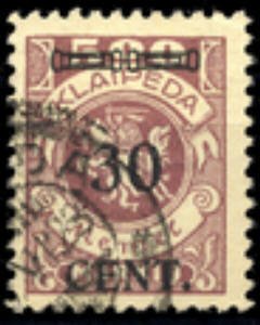 Stamp, CENT. Type I on Memeledition, Lithuania,  