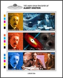 Mini Sheet, 145th Anniversary of the Birth of Albert Einstein, Liberia,  , Anniversaries and Jubilees, Physicists