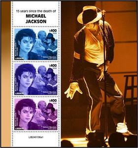 Mini Sheet, 15th Anniversary of the Death of Michael Jackson, Liberia,  , Anniversaries and Jubilees, Singers