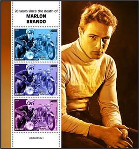 Mini Sheet, 20th Anniversary of the Death of Marlon Brando, Liberia,  , Actors, Anniversaries and Jubilees