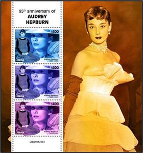 Mini Sheet, 95th Anniversary of the Birth of Audrey Hepburn, Liberia,  , Actors, Anniversaries and Jubilees