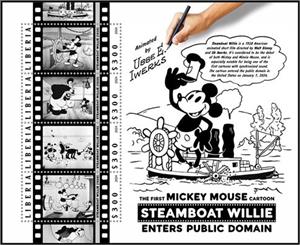Mini Sheet, The First Mickey Mouse Cartoon "Steamboat Willie", Liberia,  , Cartoons, Movies