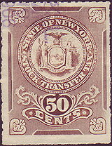 Stamp, Seal of New York, New York (NY),  , Birds, Birds of Prey, Coats of Arms, Eagles, Seals (Emblems)