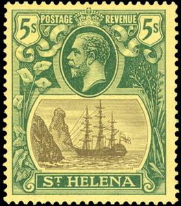 Stamp, Badge of the Colony, Saint Helena,  , Crowns and Coronets, Famous People, Heads of State, Kings, Landscapes, Men, Royalty, Sailing Ships