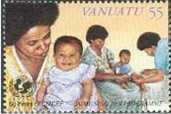 Mother with Cild in her Arms, Doctor inoculated Infant