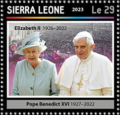 Stamp, Pope Benedict XVI (1927-2022), Sierra Leone,  , Clergy, Famous People, Heads of State, Popes, Religion