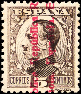 King Alfonso XIII, overprint CARMINE