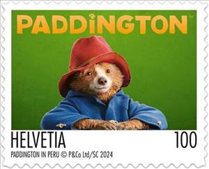 Stamp, Paddington With a Hat, Switzerland,  , Bears, Cartoons, Literature, Movies, Teddy Bears