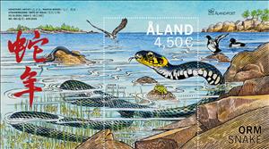Souvenir Sheet, Year of the Snake, Åland Islands,  , Animals (Fauna), Chinese New Year, Chinese Zodiac, New Year, Reptiles, Snakes, Zodiac