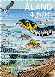 Stamp, Year of the Snake, Åland Islands,  , Animals (Fauna), Chinese New Year, Chinese Zodiac, New Year, Reptiles, Snakes, Zodiac
