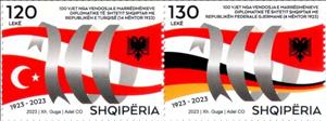 Se-tenant, Diplomatic Relations Centenaries, Albania,  , Diplomacy, Flags