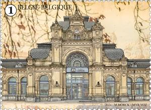 Stamp, Arlon Railway Station, Belgium,  , Architecture, Buildings, Stations