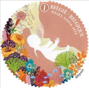Stamp, Support for Victims of Miscarriage, Belgium,  , Healthcare, Round Stamps