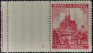 Stamp with Attached Label, Brünn / Brno, Bohemia and Moravia,  , Birds, Buildings, Castles, Landscapes, Palaces, Townscapes / City Views