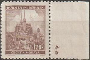 Stamp with Collectible Margin, Brünn / Brno Cathedral, Bohemia and Moravia,  , Buildings, Townscapes / City Views