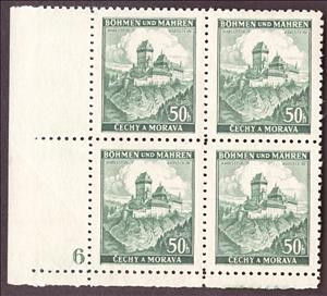 Stamp with Collectible Margin, Karlstein / Karlštejn, Bohemia and Moravia,  , Buildings, Castles, Landscapes