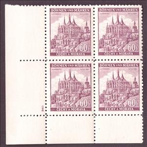 Stamp with Collectible Margin, Kuttenberg / Kutná Hora, Bohemia and Moravia,  , Buildings, Castles, Landscapes, Palaces
