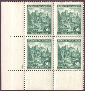 Stamp with Collectible Margin, Neuhaus / Jindřichův Hradec, Bohemia and Moravia,  , Buildings, Castles