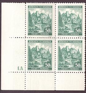 Stamp with Collectible Margin, Neuhaus / Jindřichův Hradec, Bohemia and Moravia,  , Buildings, Castles