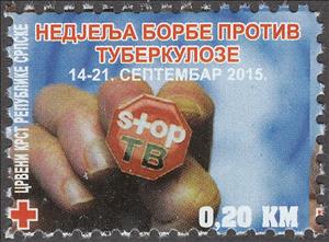 Stamp, Fight Against TB 2015, Bosnia and Herzegovina, Serbian Admin,  , Red Cross and Red Crescent, Tuberculosis / TBC