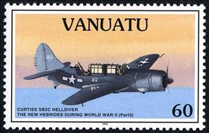 Stamp, Curtiss SB2C-3 Helldiver, Vanuatu,  , Second World War, Aviation, Aircrafts
