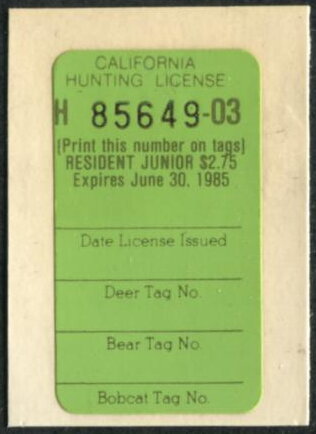 Hunting License Validation - Resident Junior