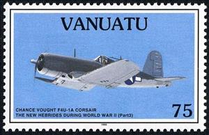 Stamp, Chance Vought F4U-1A Corsair, Vanuatu,  , Second World War, Aviation, Aircrafts