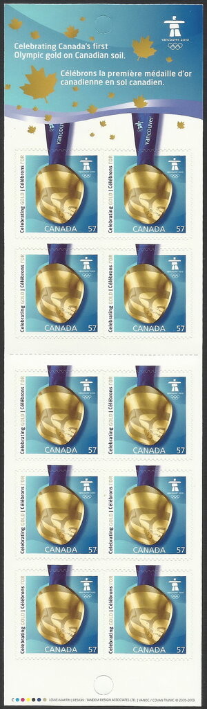 Gold medal on Canadian soil, booklet pane