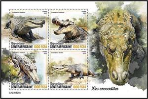 Mini Sheet, Crocodiles, Central African Republic,  , Animals (Fauna), Crocodiles, Reptiles
