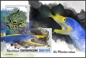 Souvenir Sheet, Rhinomuraena quaesita, Central African Republic,  , Animals (Fauna), Fishes, Sea Life