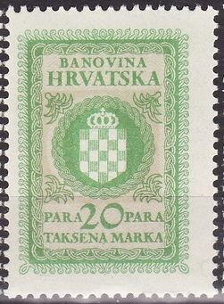 Stamp, Banovina Hrvatska Taksena Marka, Croatia,  , Coats of Arms