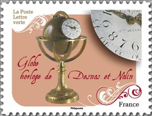 Stamp, Globe Clock by Desnos and Nolin, France,  , Art, Clocks, Globes