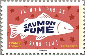 Stamp, Il n'y a pas de saumon fumé sans feu!, France,  , Fishes, Languages