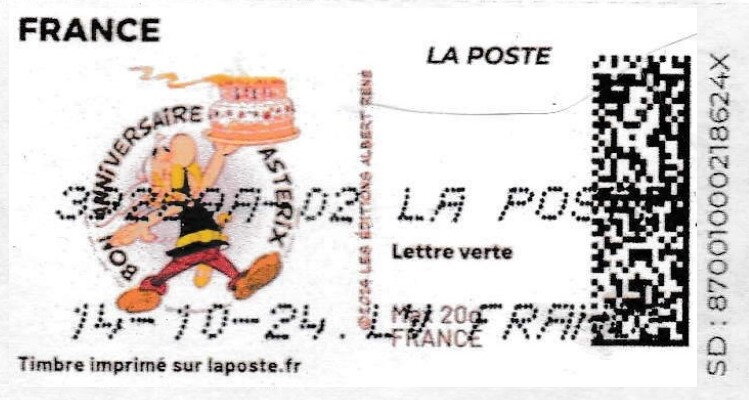 Asterix with cake Bon Anniversaire. colour variant, cyan ...