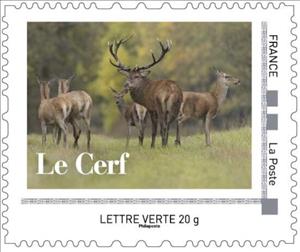 Stamp, Herd of Deer, France,  , Animals (Fauna), Deer, Mammals