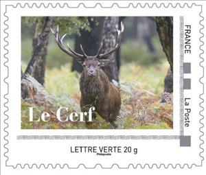 Stamp, Stag from the front, France,  , Animals (Fauna), Deer, Mammals