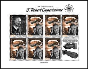 Mini Sheet, 120th Anniversary of the Birth of Julius Robert Oppenheimer, Guinea,  , Anniversaries and Jubilees, Physicists