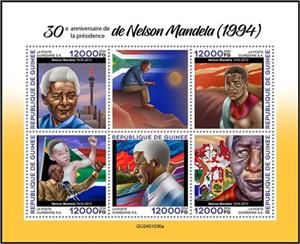 Mini Sheet, 30th Anniversary of Nelson Mandela's Presidency, Guinea,  , Anniversaries and Jubilees, Politicians