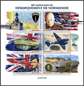 Mini Sheet, 80th Anniversary of the Normandy Landings, Guinea,  , Anniversaries and Jubilees, Second World War