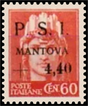 Stamp, "Italia Turrita" - Surcharged, Italy,  , Mythology, Roman Empire, Statues