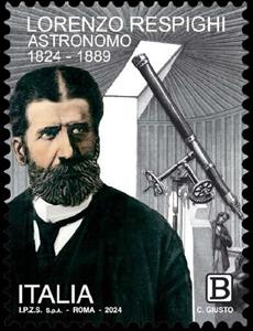 Stamp, Lorenzo Respighi, Mathematician and Astronomer, Italy,  , Astronomers, Famous People, Mathematicians, Men, Telescopes