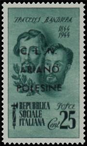 Stamp, Portrait of Brothers Attilio and Emilio Bandiera - Ovpt., Italy,  , Commemoration, Famous People, Freedom Fighters, Men