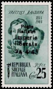 Stamp, POrytait of Brothers Attilio and Emilio Bandiera - Ovpt., Italy,  , Commemoration, Famous People, Freedom Fighters, Men