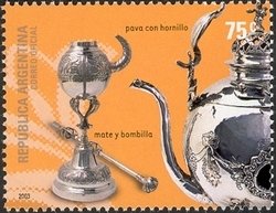 Stamp, Kettle with Stove, Mate and Bulb, Argentina,  
