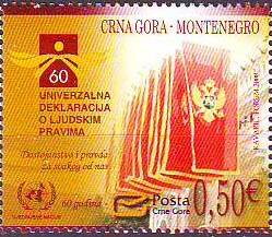 Stamp, National Flags at the Government Palace, Montenegro,  , Anniversaries and Jubilees, Flags, Human Rights