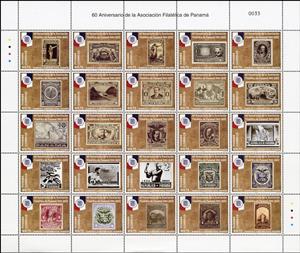 Mini Sheet, 60th Anniversary of the Philatelic Association of Panama, Panama,  , Anniversaries and Jubilees, Philately, Stamps