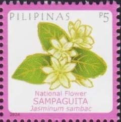 Stamp, Sambac Jasmine (Jasminum sambac), Philippines,  , Flowers