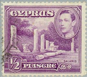 Stamp, King George VI & Ancient Salamis Theatre, Cyprus,  , Heads of State, Archaeology, Kings, Ruins