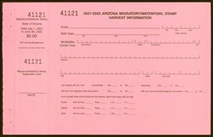 Stamp with Attached Label, Migratory/Waterfowl Stamp, Arizona (AZ),  , Hunting